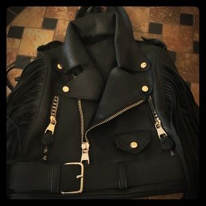 Black moto jacket theme purse/ backpack